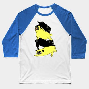 Yoga Challenge Pugs Baseball T-Shirt